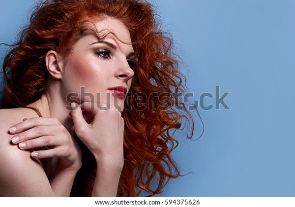 Beautiful Redhaired Cute Girl Curly Hair Stock Photo Edit Now