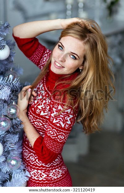 Beautiful Redhaired Girl Freckles Blue Eyes Stock Photo Edit Now