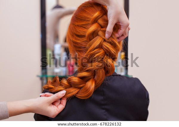 Beautiful Redhaired Girl Long Hair Hairdresser Stock Photo Edit