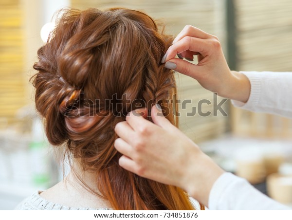 Beautiful Redhaired Girl Long Hair Hairdresser Stock Photo Edit