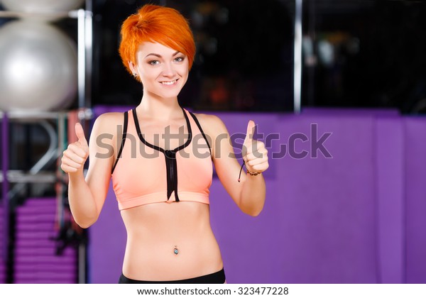 Beautiful Redhead Girl Short Haircut Wearing People Sports