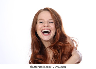 Beautiful Redhead Woman Laughing