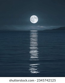 beautiful reflection of moonlight landscape