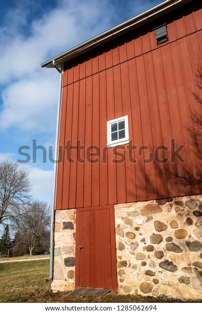 Beautiful Restored Red Wood Barn White Stock Photo Edit Now