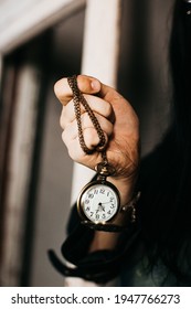 Beautiful Retro Clock In Hands