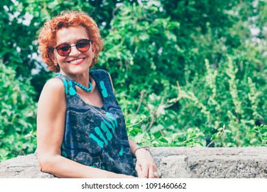 Beautiful Retro Older Woman Enjoying The View