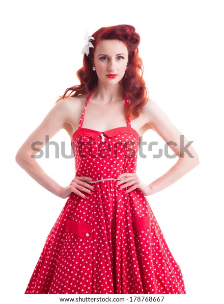 girls red spotty dress