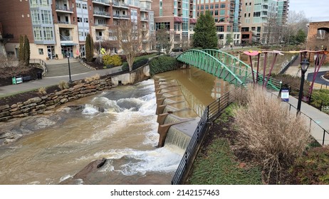 Beautiful River going through the City of Greenville South Carolina