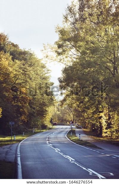 beautiful road in\
the sunlight. Wachau\
Valley\
