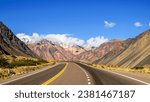 
Beautiful road, trans-Andean, from Mendoza to Chile, we see mountains, of great height and beautiful texture, Cordillera de Los Andes, Mendoza Arg.
