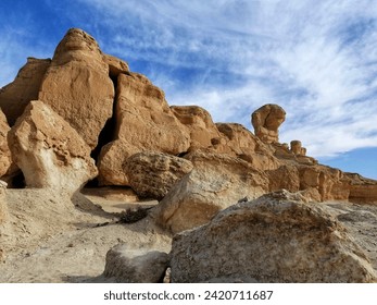 Beautiful rock mountains in Al Toweteer, Al Ahsa Saudi Arabia. 