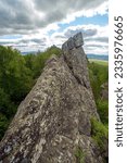 beautiful rock outcrops on the Alabia ridge in the Ural mountains on an autumn sunny day.