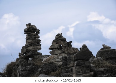 A beautiful rock statue on the top Veľký Kriváň in Slovakia mountains, Lesser Fatra.