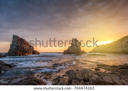 beautiful rocks in Bulgaria at sunrise in summer