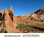 Beautiful rocks in the Fairytale Canyon, Skazka, Tosor, Kyrgyzstan, Central Asia. 