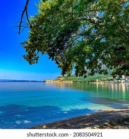beautiful rocky beach in crotia, wonderful nature, blue water