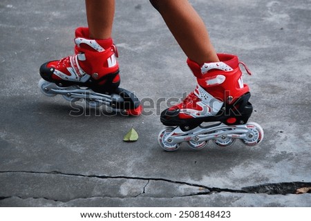 Similar – Woman in roller blades in skate park