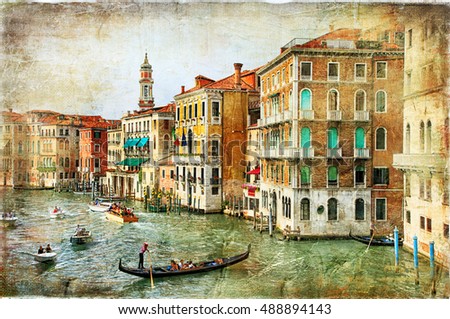 Beautiful romantic canals of Venice- artwork in painting style