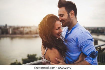 Beautiful Romantic Couple In Love Dating Outdoors