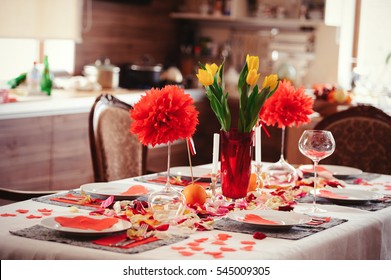 Beautiful Romantic Table, Valentine's Day, Gentle Evening