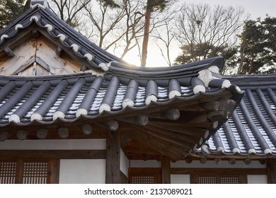 beautiful roof eaves of temple in korea