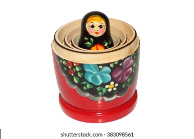 Beautiful Russian Nesting Doll On White Background