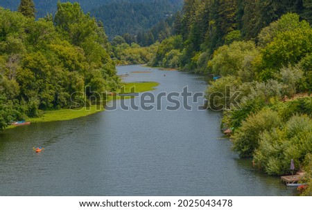 Beautiful Russian River flowing in Guerneville, Sonoma County, California