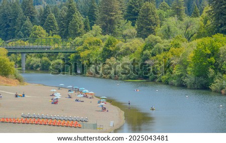 Beautiful Russian River flowing in Guerneville, Sonoma County, California