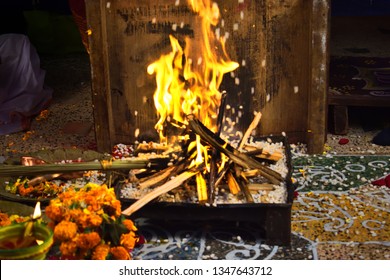 Beautiful and sacred arranged fire place for vedic wedding.