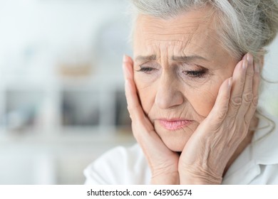 Beautiful Sad Elderly Woman