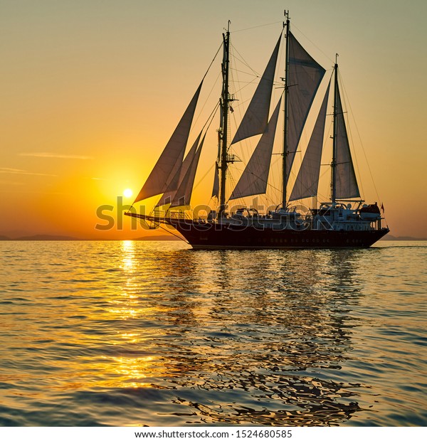 Beautiful Sailing Ship On Sea Cruise Stock Photo Edit Now