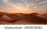 Beautiful sand dunes in the Sahara desert with amazing cloudy sky - Sahara, Morocco