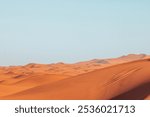 Beautiful sand dunes in the Sahara desert with amazing blue sky drone footage , aerial desert photos  - Sahara, Morocco