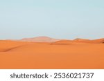 Beautiful sand dunes in the Sahara desert with amazing blue sky drone footage , aerial desert photos  - Sahara, Morocco