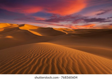 Beautiful sand dunes in the Sahara desert. - Shutterstock ID 768360604
