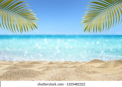 Beautiful Sandy Beach Tropical Palm Leaf Stock Photo 1325482322 ...