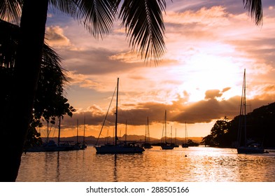 Beautiful Savusavu Bay, Fiji At Sunset