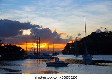 Beautiful Savusavu Bay, Fiji At Sunset