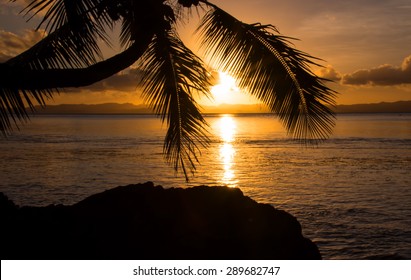 Beautiful Savusavu, Fiji At Sunset