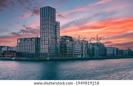 Beautiful scene daylight Dublin Ireland capital landscape city urban area modern buildings