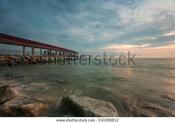 Beautiful Scene Sunset Jetty Pantai Acheh Stock Photo Edit