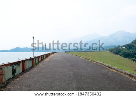 Beautiful scenery from the Banasura sagar dam in Western Ghats, Kerala, extreme long shot