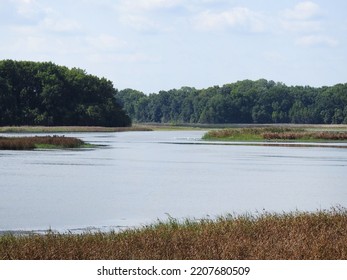 The beautiful scenery of the Bombay Hook National Wildlife Refuge, in Kent County, Smyrna, Delaware. - Shutterstock ID 2207680509