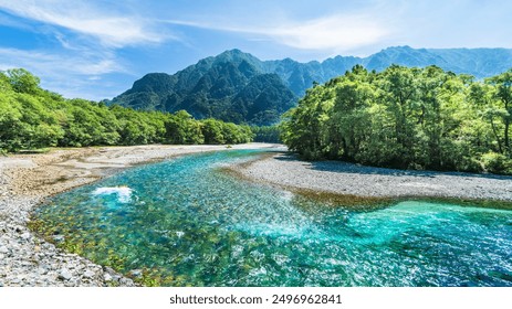  Beautiful scenery of Kamikōchi with fresh greenery - Nagano, Japan - Powered by Shutterstock