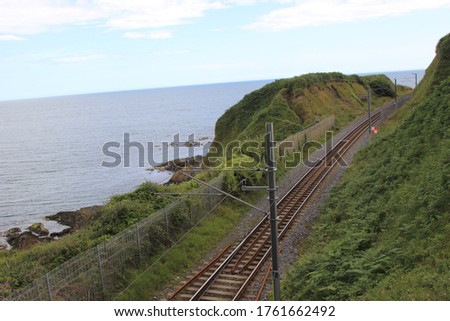 Beautiful Scenery of Graystone railway with seashore in Ireland