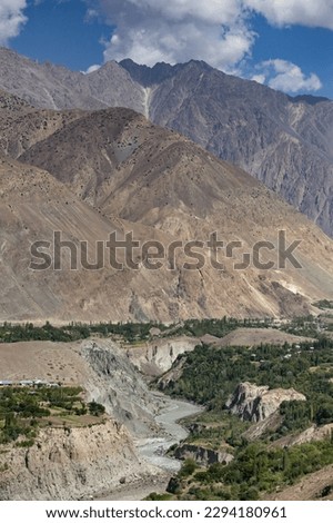 Beautiful scenery of Hunza Valley along Karakoram Highway, Gilgit Baltistan, Pakistan