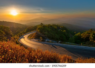 Beautiful scenery of Inthanon mountain and winding road in morning  on Doi Inthanon national park viewpoint, Chiang Mai, Thailand - Shutterstock ID 1905746209