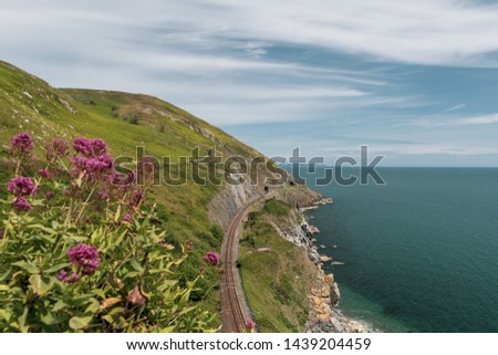 Beautiful scenery on a sunny summer day in Ireland. Rail is located just next to Graystones to Bray cliff walk.