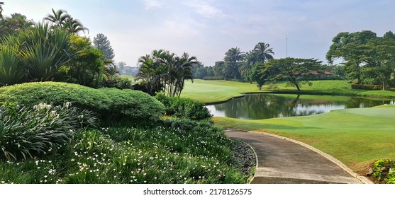 Beautiful Scenery In Rancamaya Golf Course, Bogor, Indonesia. 