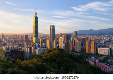Beautiful scenery of Taipei City skyline view from Elephant Mountain at sunset landmark of Taiwan - Shutterstock ID 1906270276